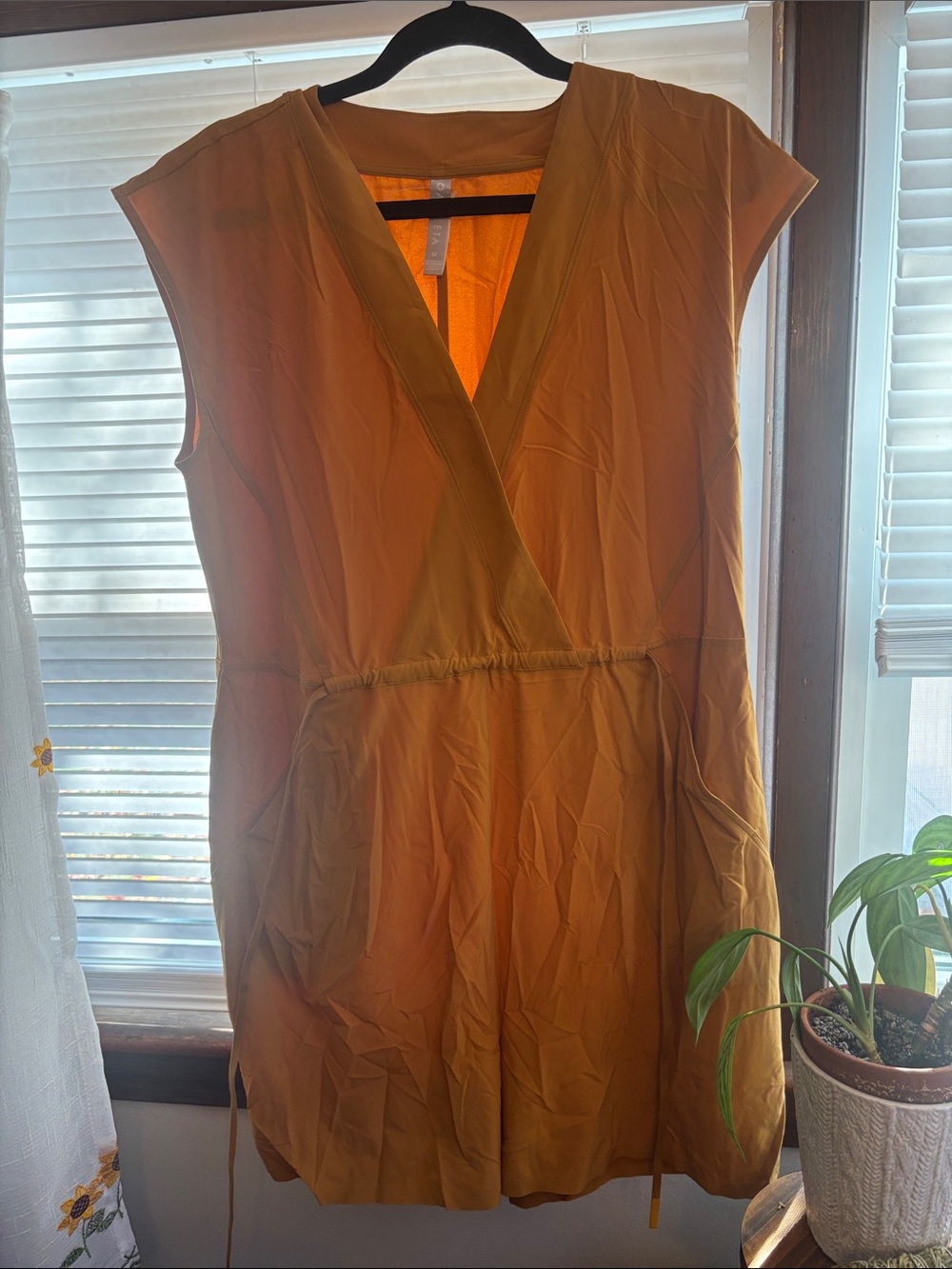 Mustard Wrap Romper with Pockets - Women